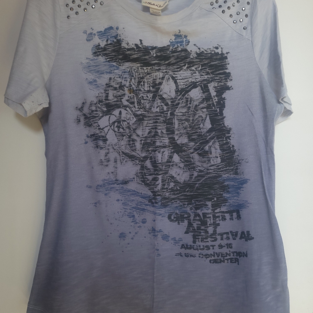 Beautiful Short Sleeve T-Shirt With Cute Studded Shoulders.  XL
